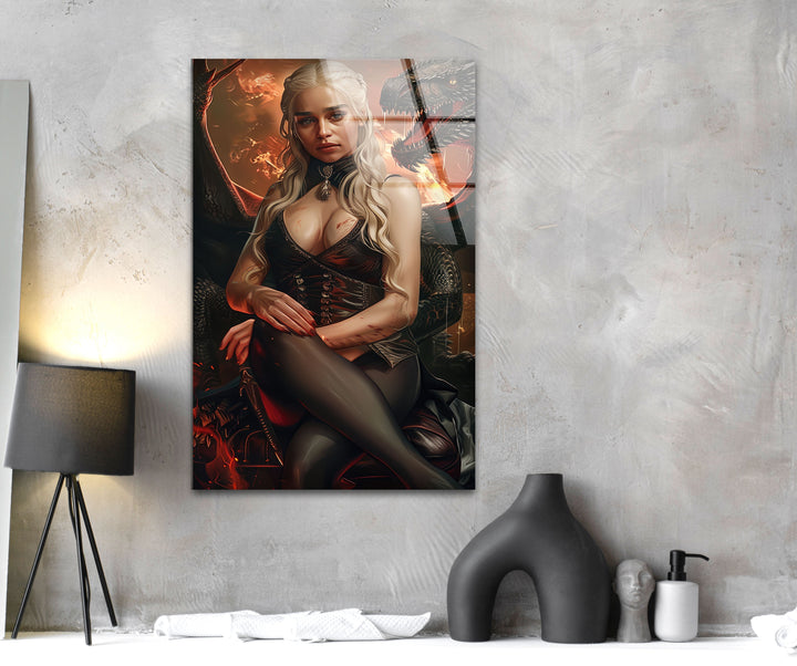 Daenerys Targaryen Art Glass Wall Art photo print on glass, prints on glass wall art
