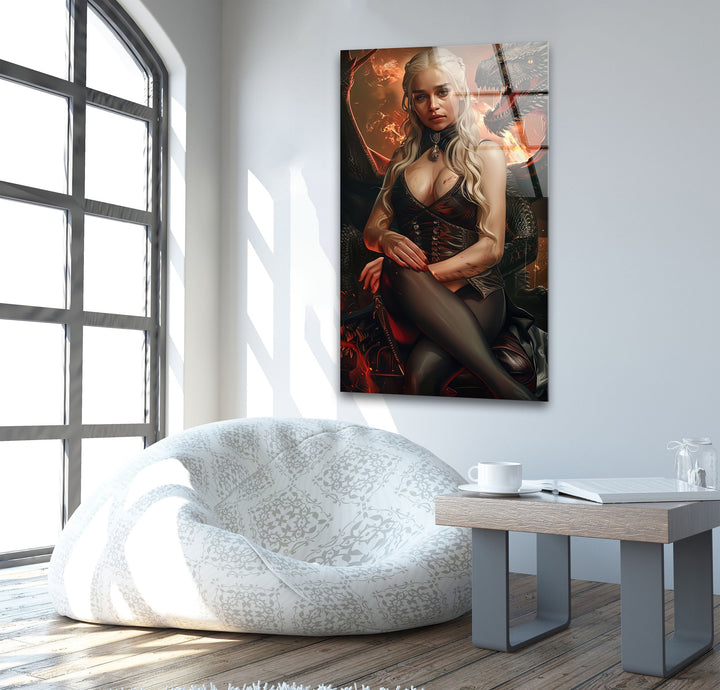 Daenerys Targaryen Art Glass Wall Art custom glass photo prints, large glass prints
