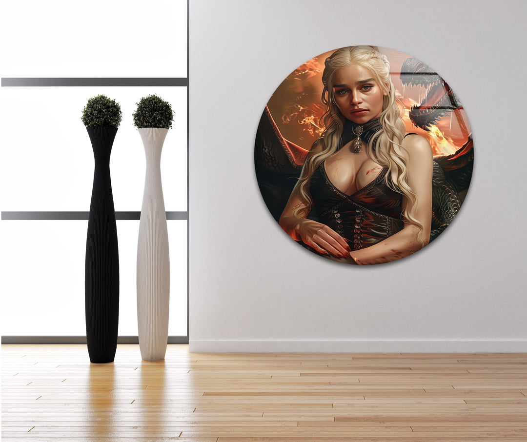 Daenerys Targaryen Art Glass Wall Art picture on glass wall art, photos printed on glass

