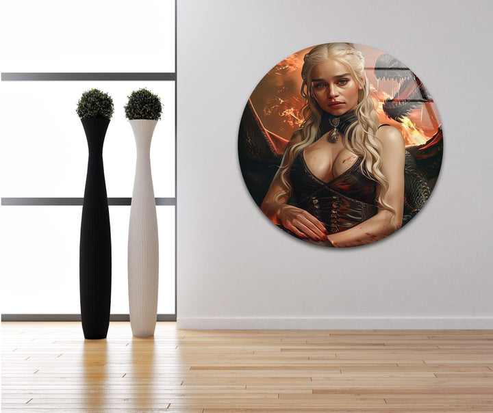 Daenerys Targaryen Art Glass Wall Art picture on glass wall art, photos printed on glass
