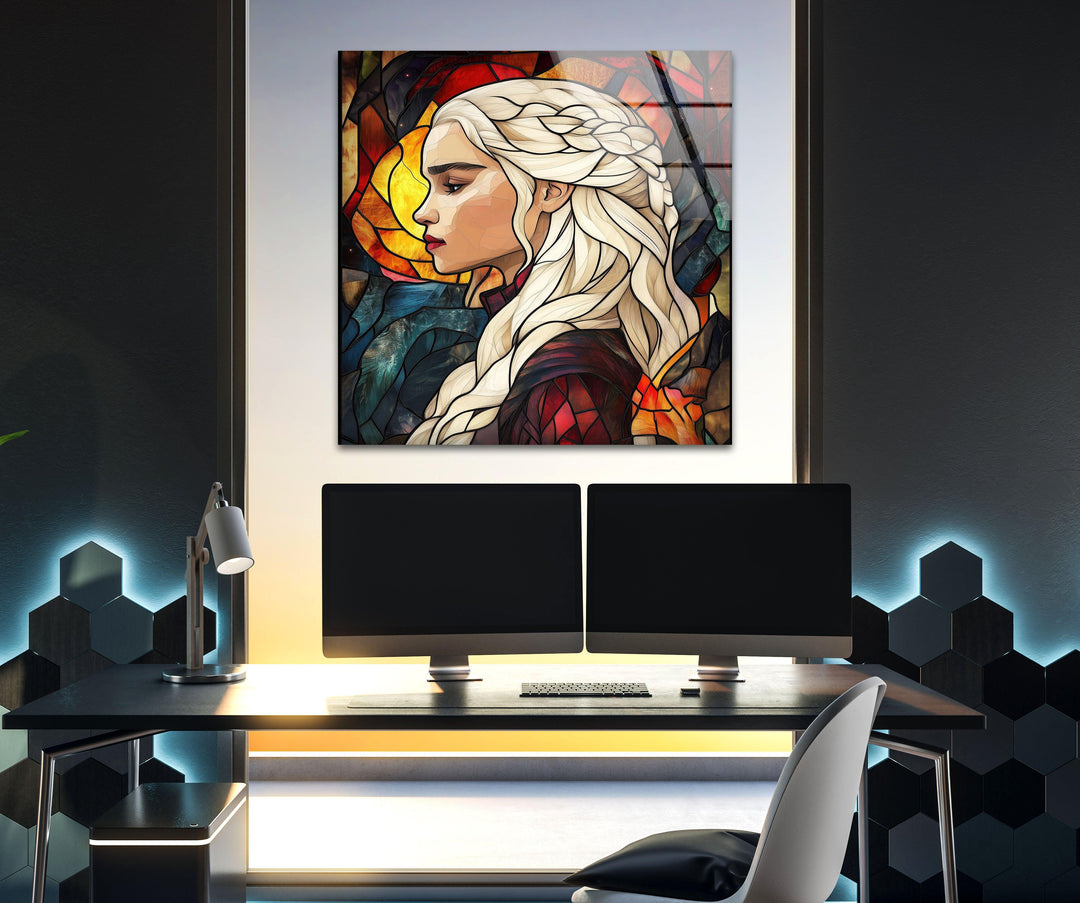 Stained Daenerys Targaryen Art Glass Wall Art art glass wall art, glass wall art pictures

