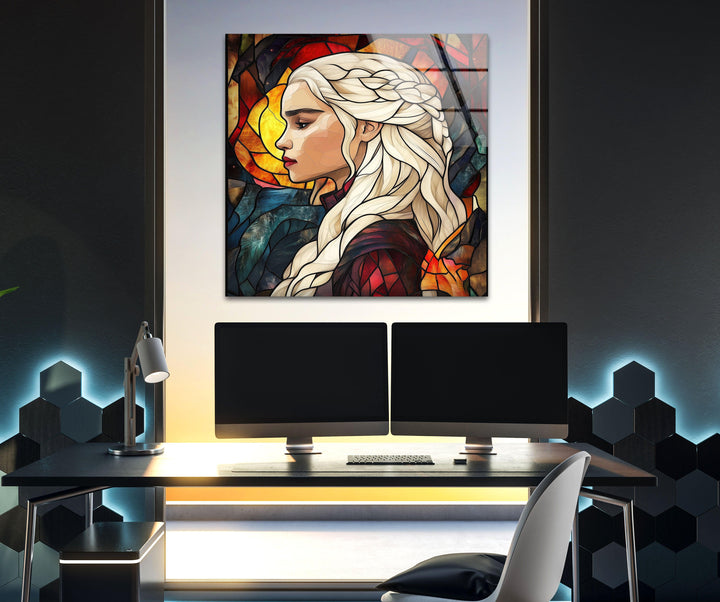 Stained Daenerys Targaryen Art Glass Wall Art art glass wall art, glass wall art pictures
