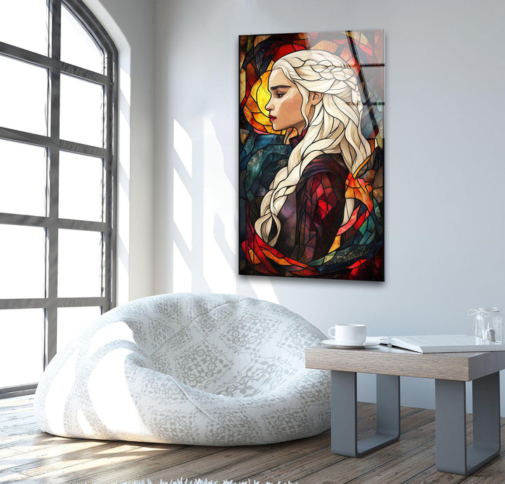 Stained Daenerys Targaryen Art Glass Wall Art custom glass pictures, glass art prints
