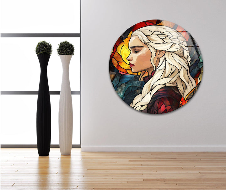 Stained Daenerys Targaryen Art Glass Wall Art photo print on glass, prints on glass wall art

