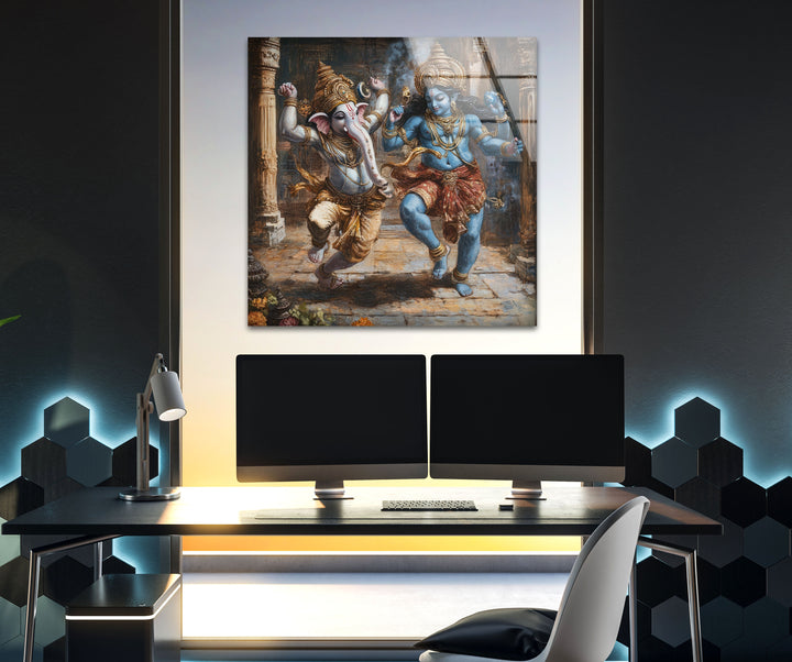 Dancing Ganesh Glass Wall Art Glass Printing Wall Art, Print photos on glass
