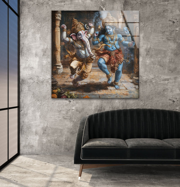 Dancing Ganesh Glass Wall Art custom glass photo prints, large glass prints
