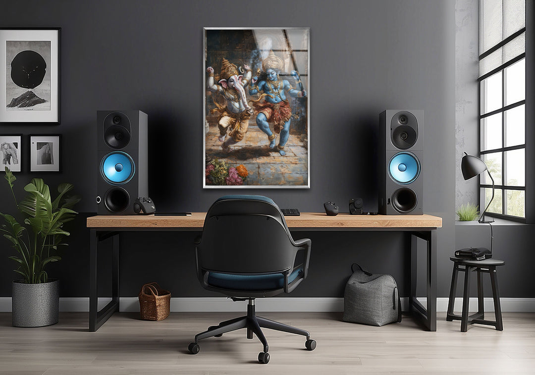 Dancing Ganesh Glass Wall Art glass photo prints, glass picture prints
