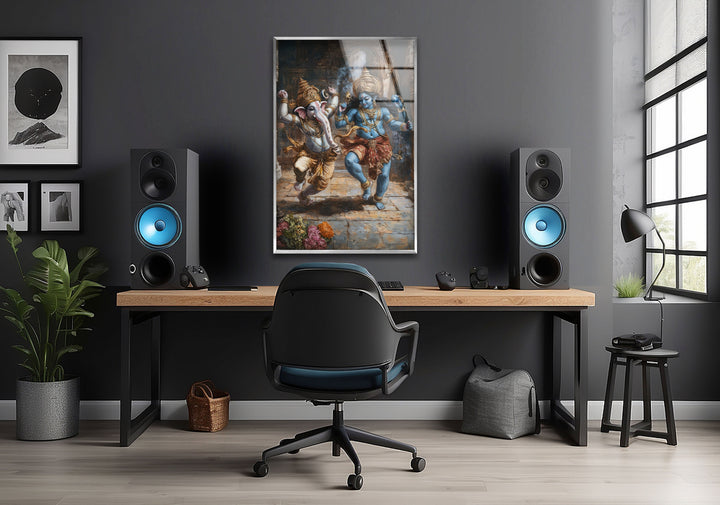 Dancing Ganesh Glass Wall Art glass photo prints, glass picture prints
