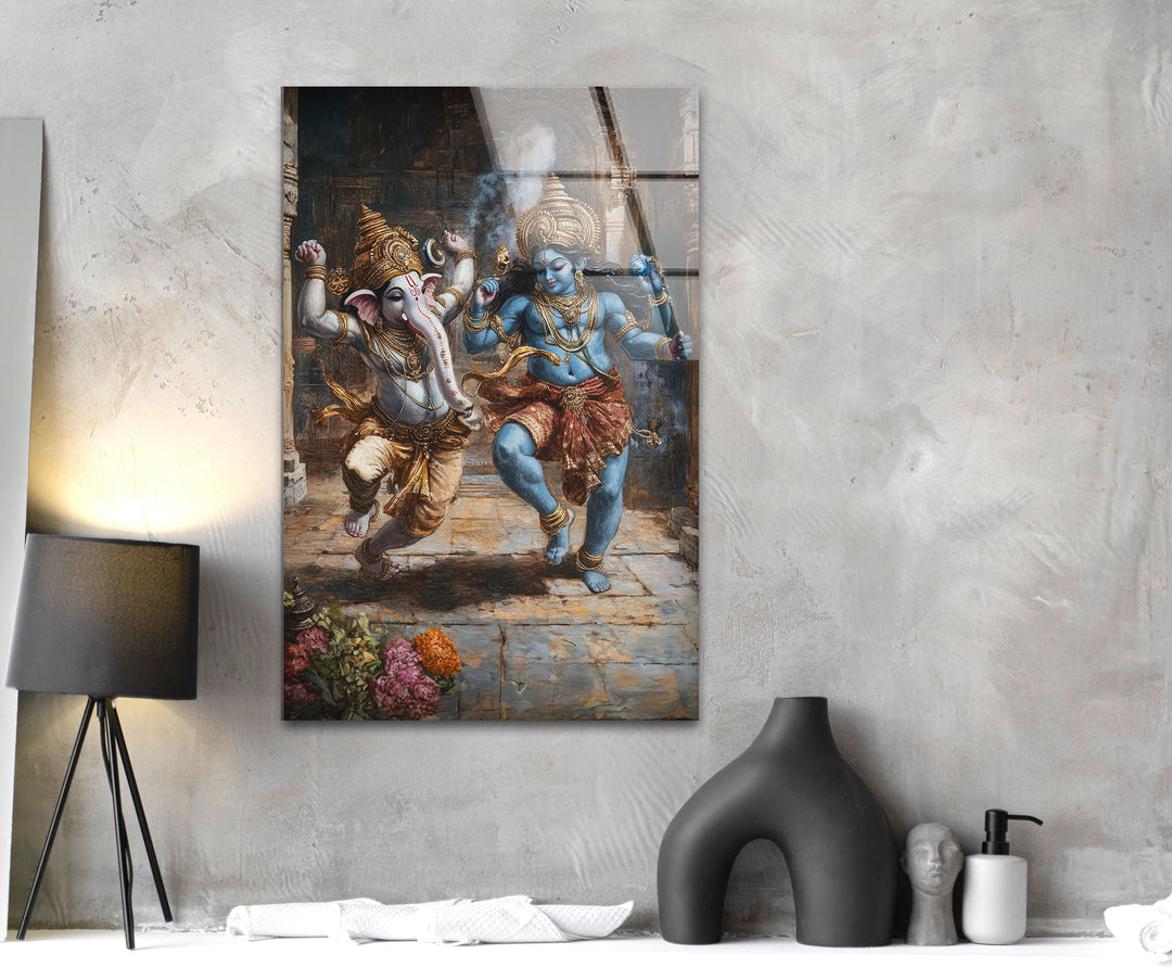 Dancing Ganesh Glass Wall Art glass pictures for Wall, glass prints wall art
