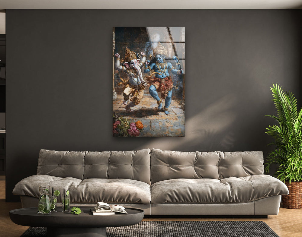 Dancing Ganesh Glass Wall Art art glass wall art, glass wall art pictures
