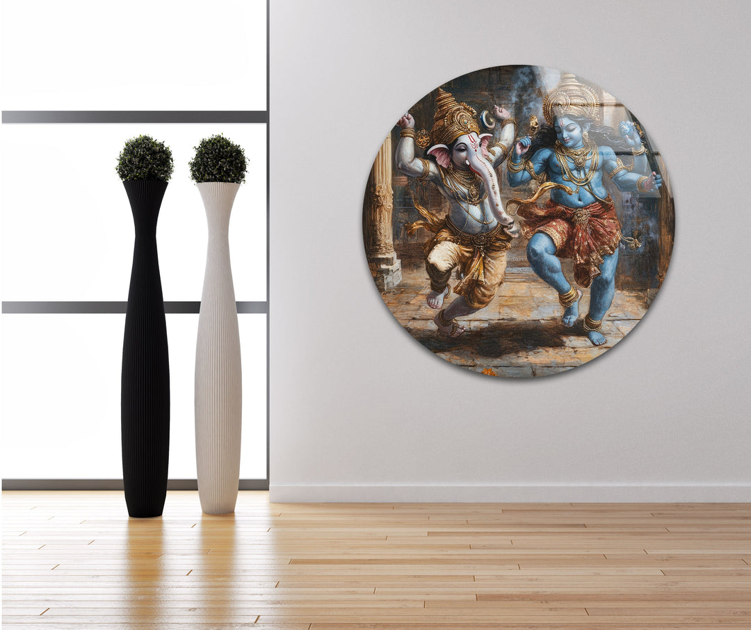 Dancing Ganesh Glass Wall Art large glass photo prints, glass wall photos
