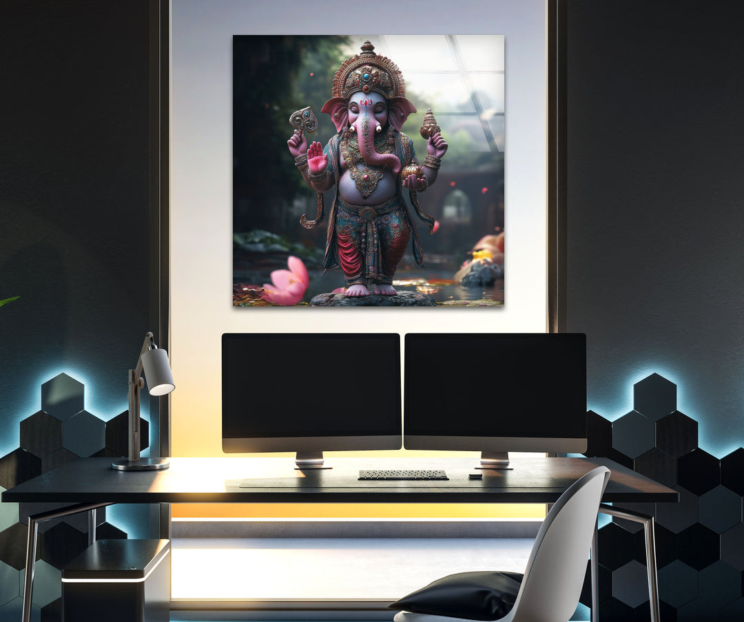 Dancing Ganesha Glass Wall Art glass pictures for Wall, glass prints wall art
