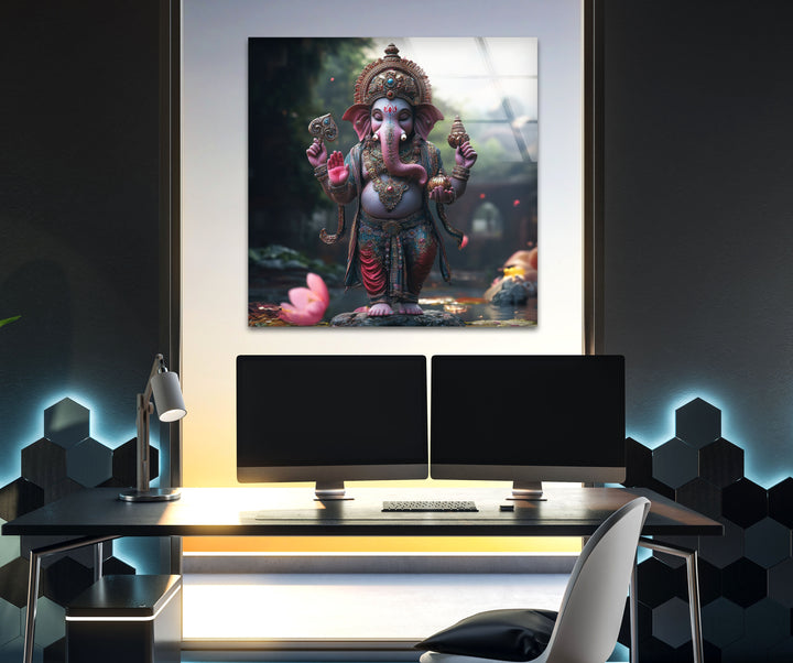 Dancing Ganesha Glass Wall Art glass pictures for Wall, glass prints wall art
