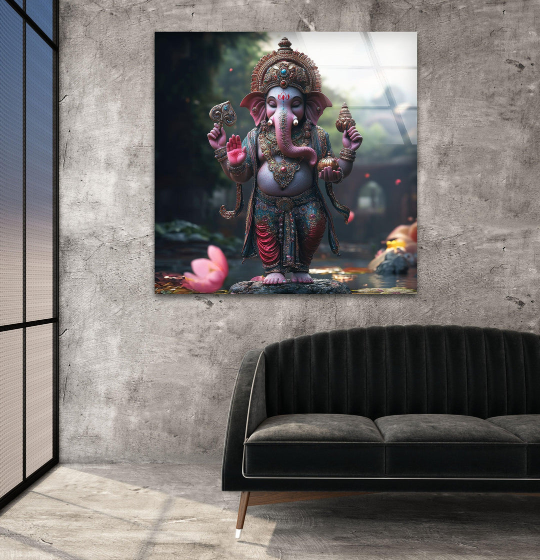 Dancing Ganesha Glass Wall Art cglass photo prints, glass picture prints
