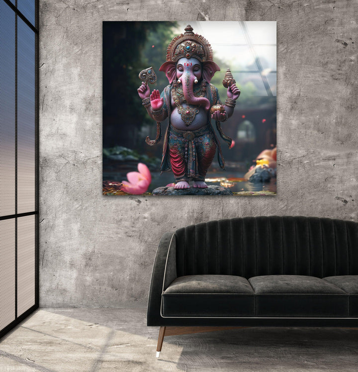 Dancing Ganesha Glass Wall Art cglass photo prints, glass picture prints
