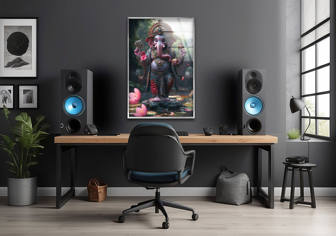 Dancing Ganesha Glass Wall Art custom glass pictures, glass art prints
