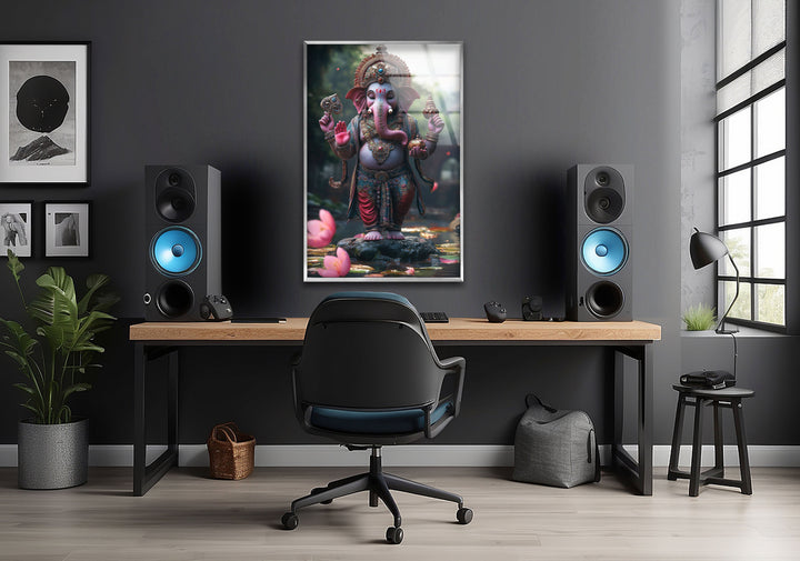 Dancing Ganesha Glass Wall Art custom glass pictures, glass art prints
