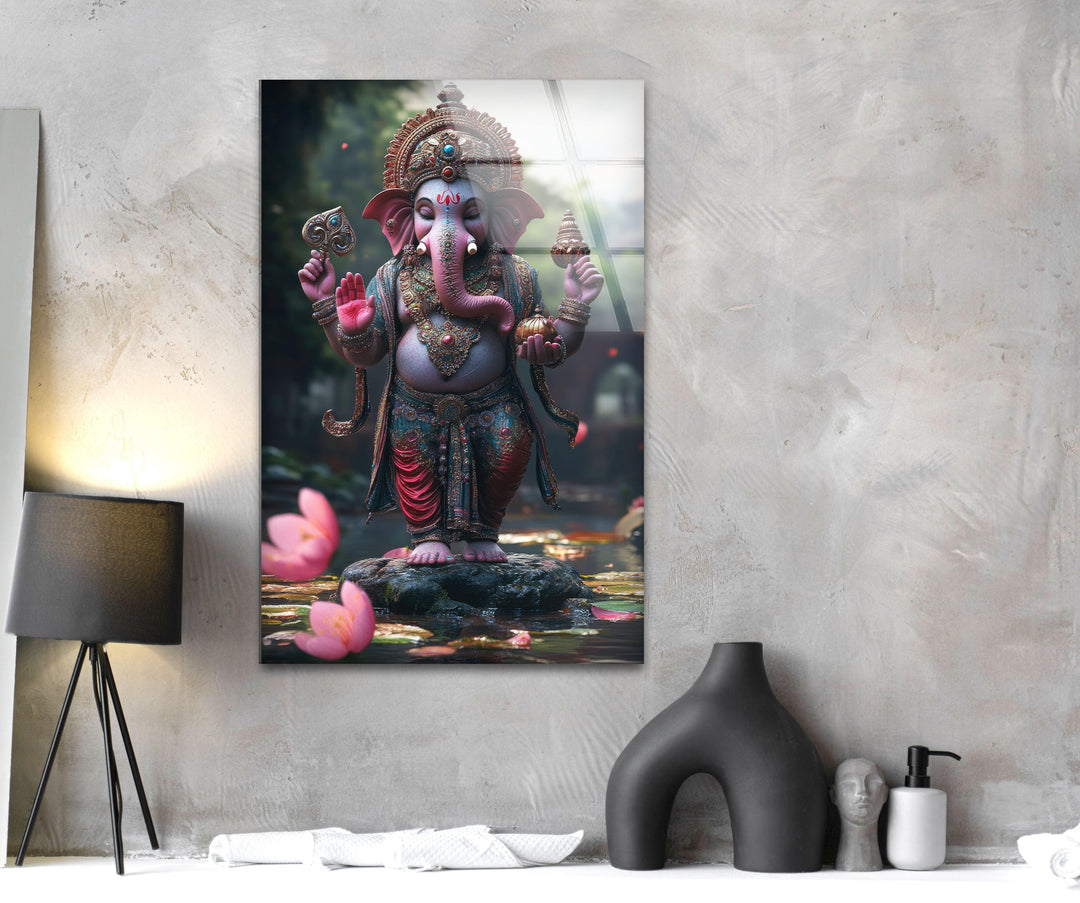 Dancing Ganesha Glass Wall Art large glass photo prints, glass wall photos
