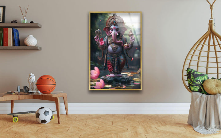 Dancing Ganesha Glass Wall Art custom glass photo prints, large glass prints
