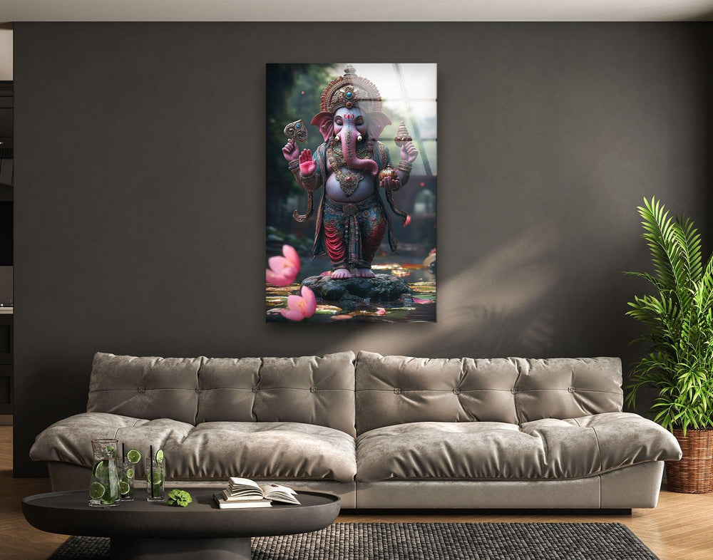 Dancing Ganesha Glass Wall Art Glass Printing Wall Art, Print photos on glass

