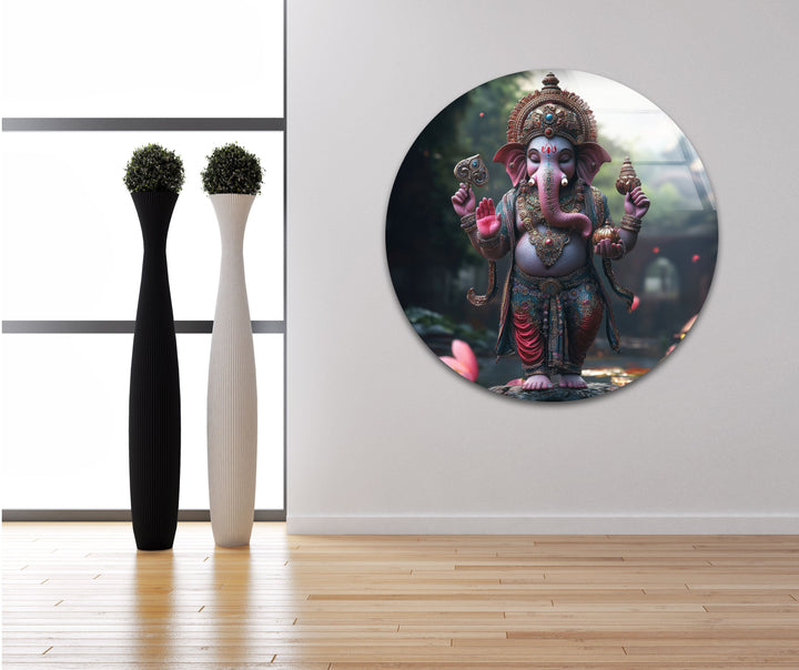 Dancing Ganesha Glass Wall Art print on glass, glass printed photos
