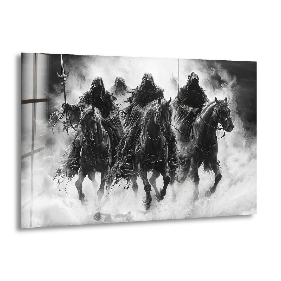 Dark Riders on Black Horses Glass Wall Art glass pictures for Wall, glass prints wall art
