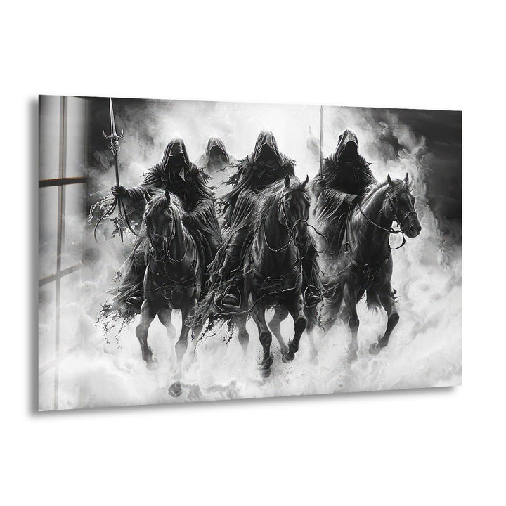 Dark Riders on Black Horses Glass Wall Art glass pictures for Wall, glass prints wall art
