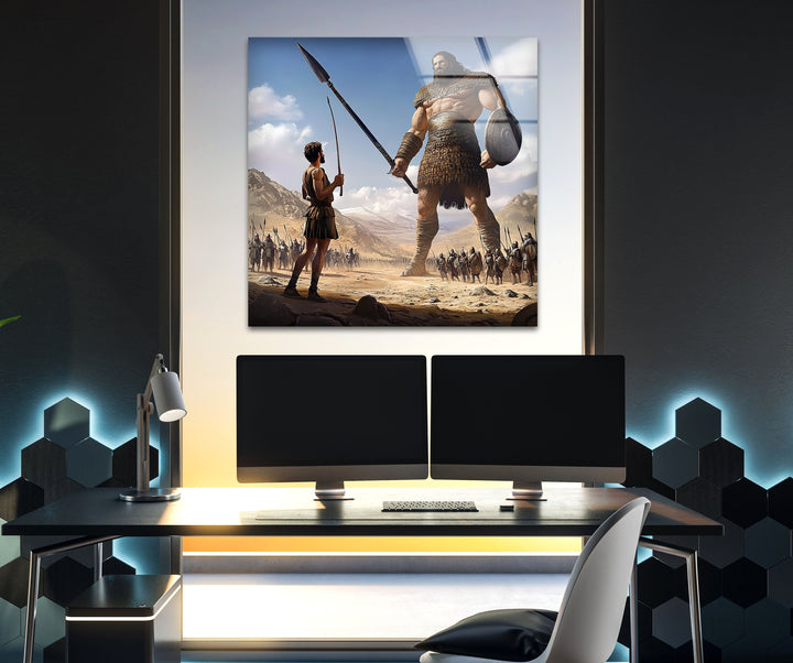 Big David Goliath Glass Wall Art glass image printing, glass prints from photos
