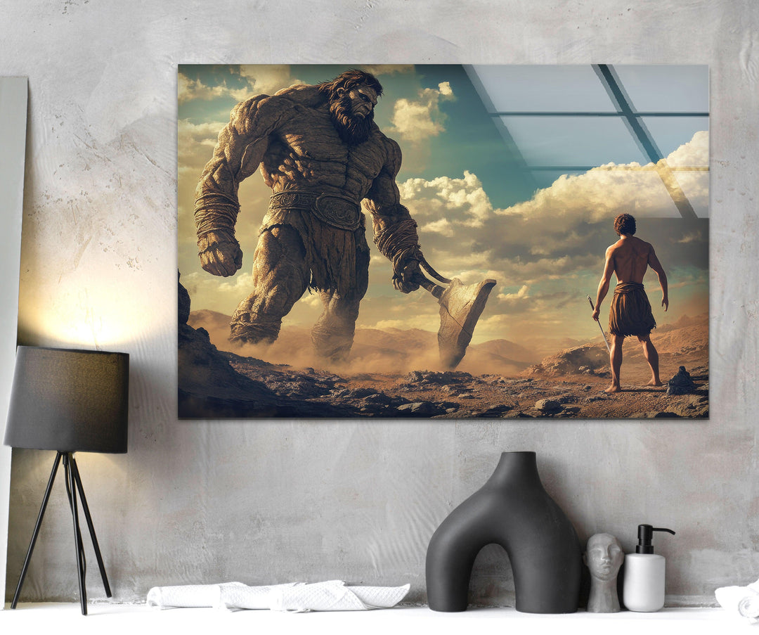 David Goliath Glass Wall Art print picture on glass, Tempered Glass Wall Art
