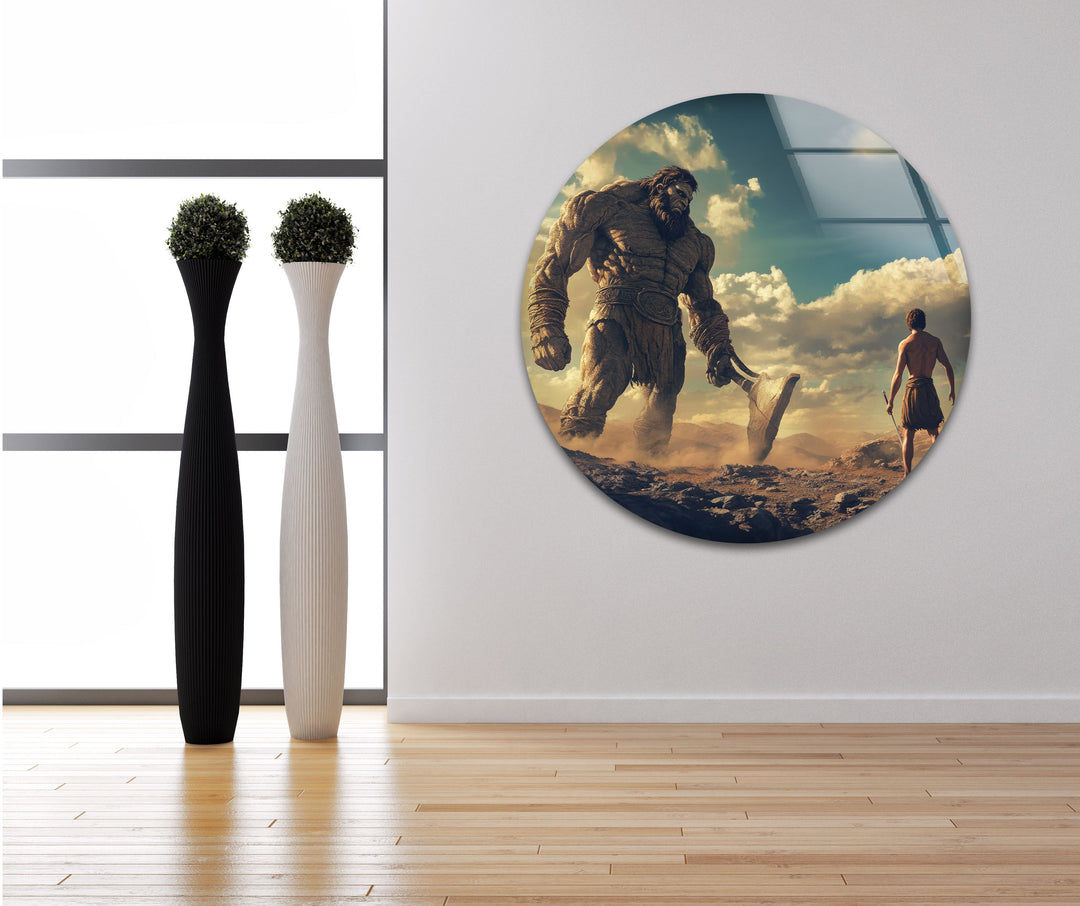 David Goliath Glass Wall Art glass art painting, glass art for the Wall
