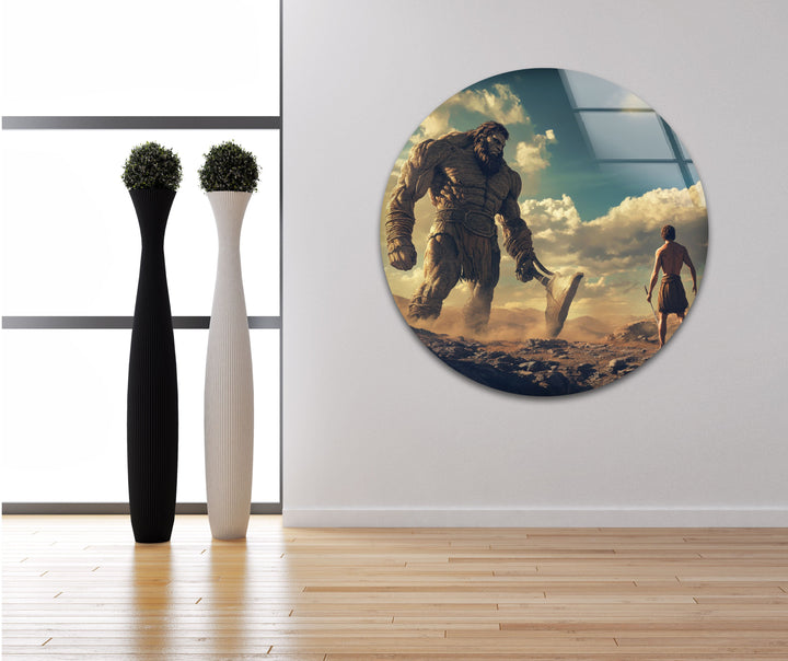 David Goliath Glass Wall Art glass art painting, glass art for the Wall
