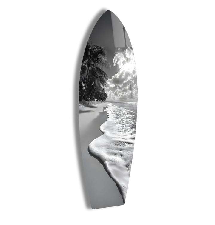Monochrome Paradise Surfboard Wandkunst 