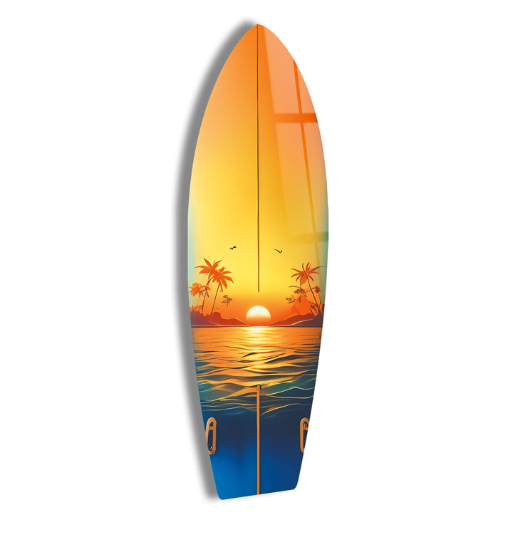 Tropical Sunset Surfboard Wall Art – A Stunning Coastal Masterpiece