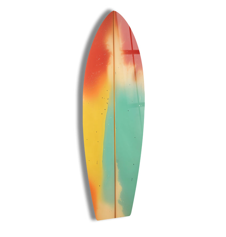 Grün-rote abstrakte Surfbrett-Wandkunst
