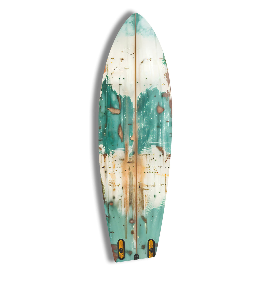 Old Blue Wood Details Surfboard Wall Art