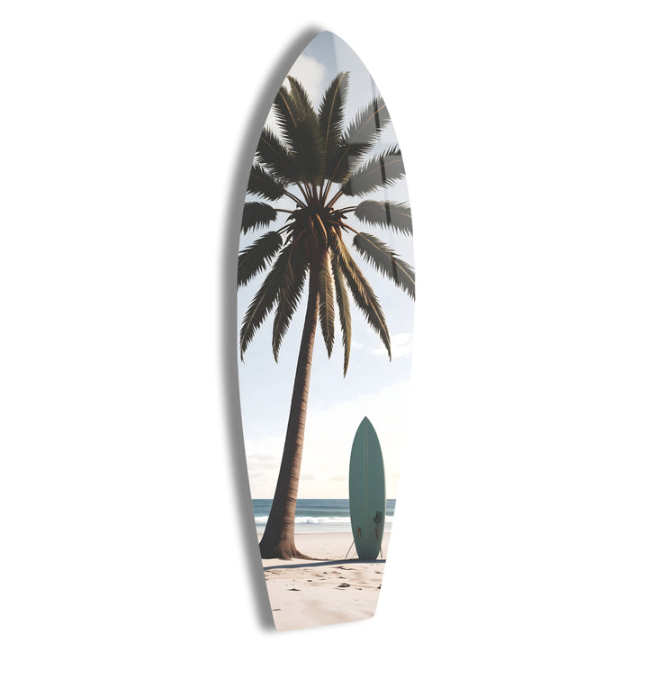 Wandkunst mit Palmen-Surfbrett