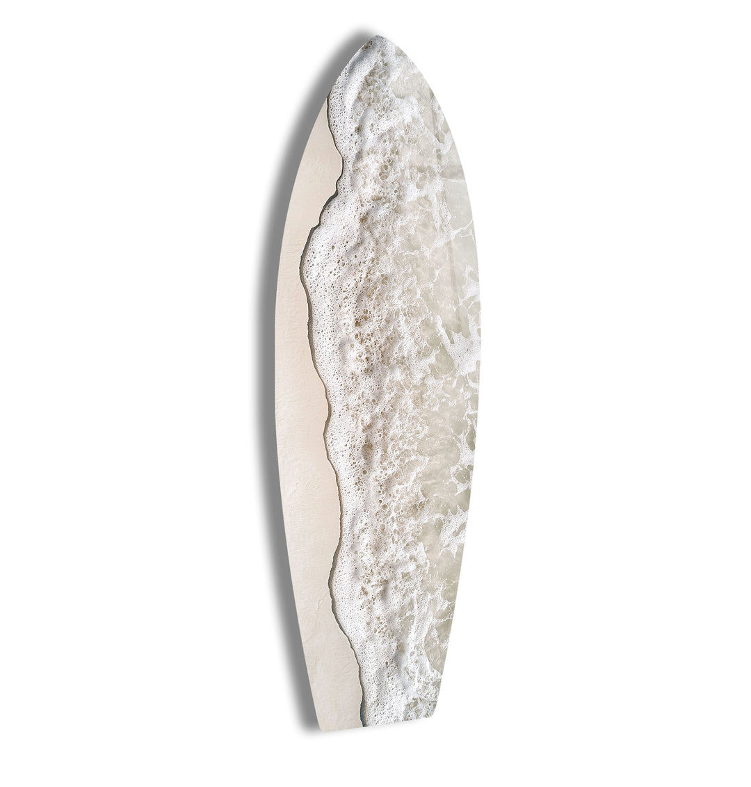 Wandkunst mit Surfbrett und Strandwelle aus weißem Schaumstoff 