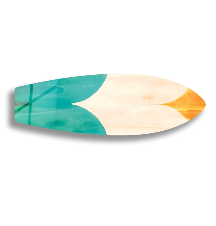 Farbige Holzdetails Surfbrett Wandkunst