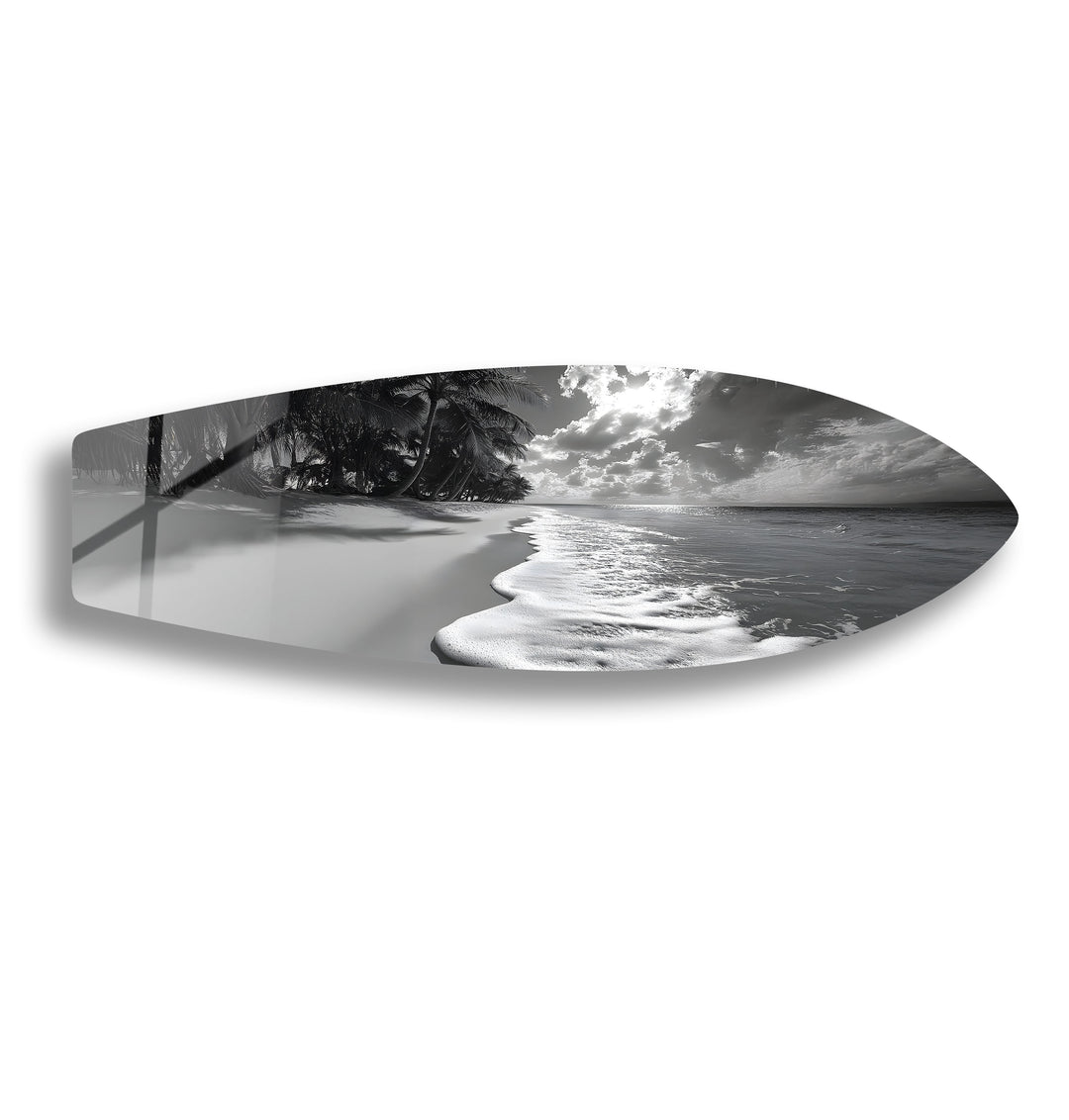 Monochrome Paradise Surfboard Wandkunst 