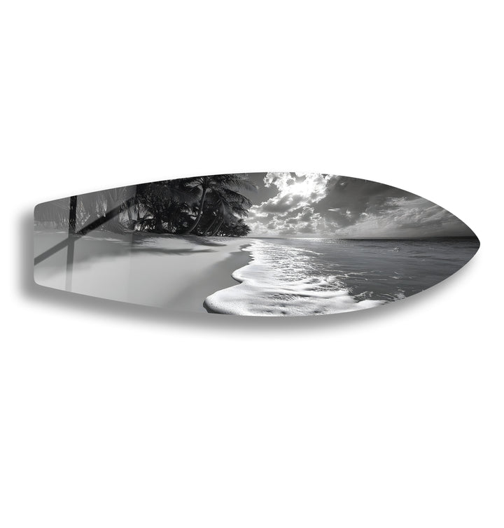 Monochrome Paradise Surfboard Wandkunst 