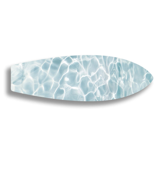 SurfBoard wall art crystal blue waters motif and high gloss finish plus coastal decor tempered glass tranquil ocean theme