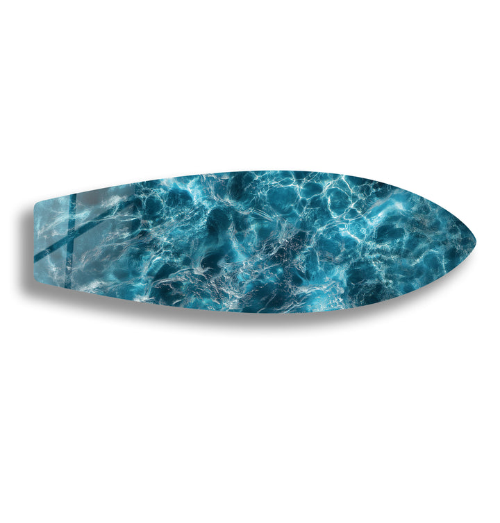 Deep Blue Waters Surfbrett Wandkunst 
