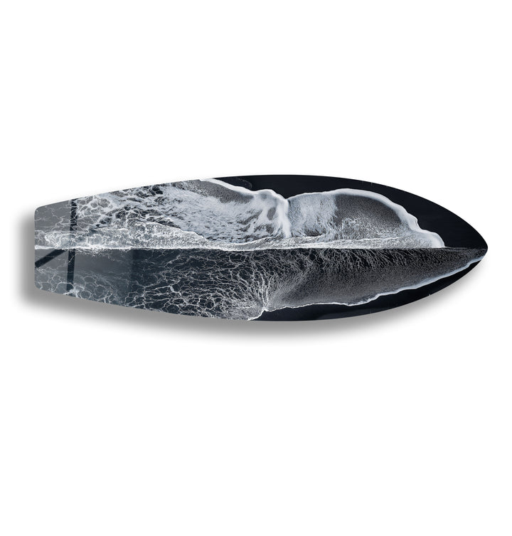 Monochrome Wave Surfboard Wandkunst 