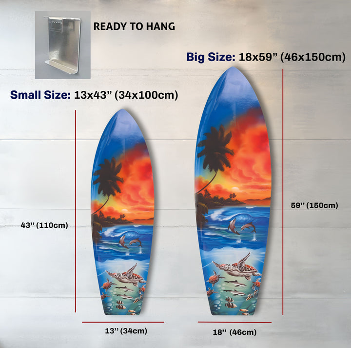 Tropical Sunset Surfboard Wall Art – A Stunning Coastal Masterpiece