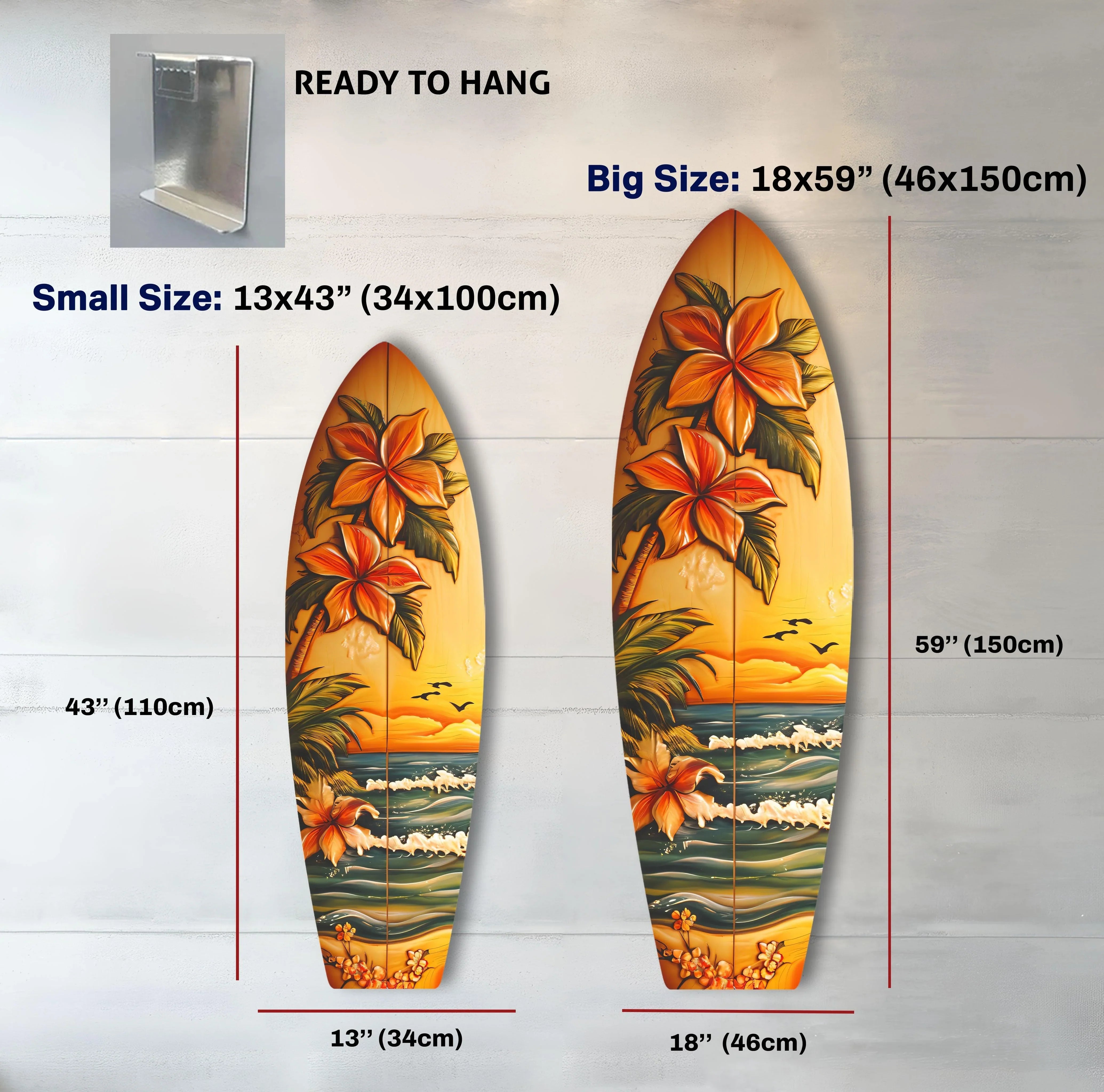 Tropical Sunset Floral Surfboard Wall Art | Stunning Coastal Home