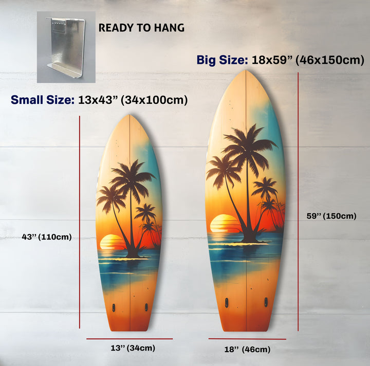Vintage Palme Surfbrett Wandkunst