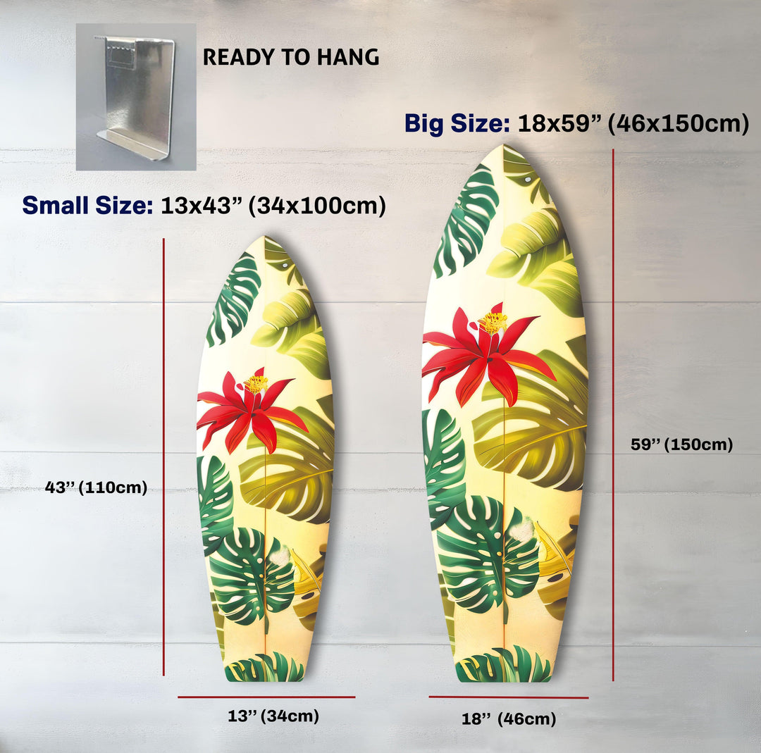 Tropische Blumen Surfbrett Wandkunst