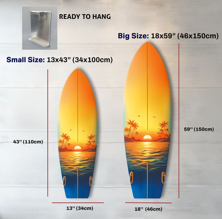 Tropical Sunset Surfboard Wall Art – A Stunning Coastal Masterpiece