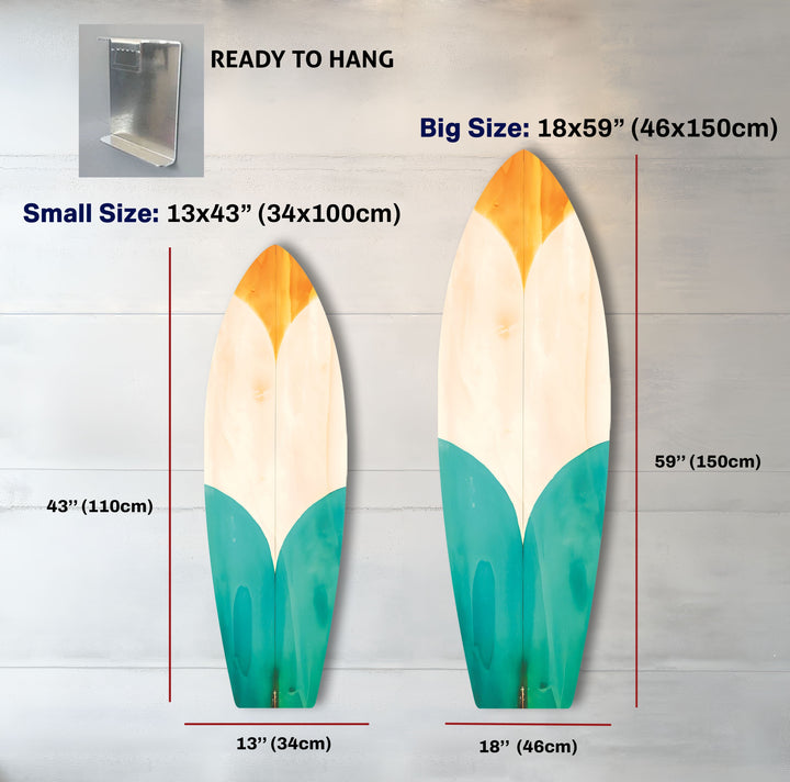 Farbige Holzdetails Surfbrett Wandkunst