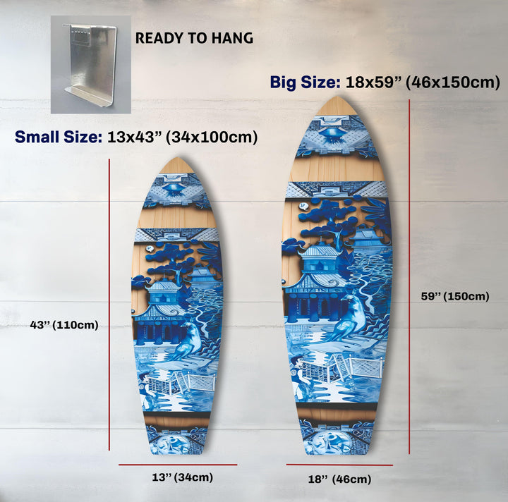 China Temple Surfboard Wall Art